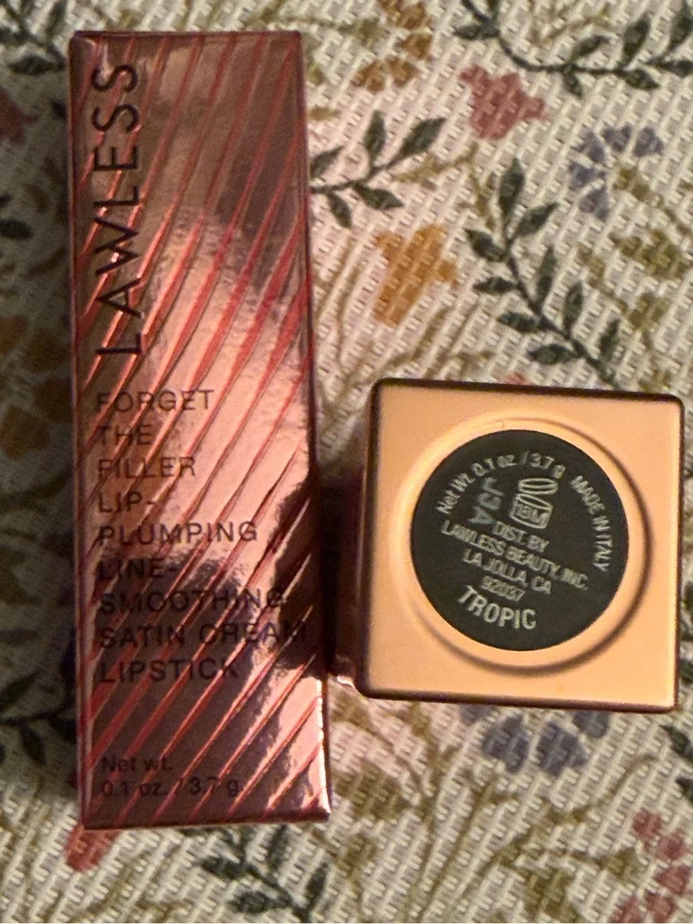 LAWLESS Forget The Filler Lip Plumping Line Smoothing Satin Lipstick in Tropic